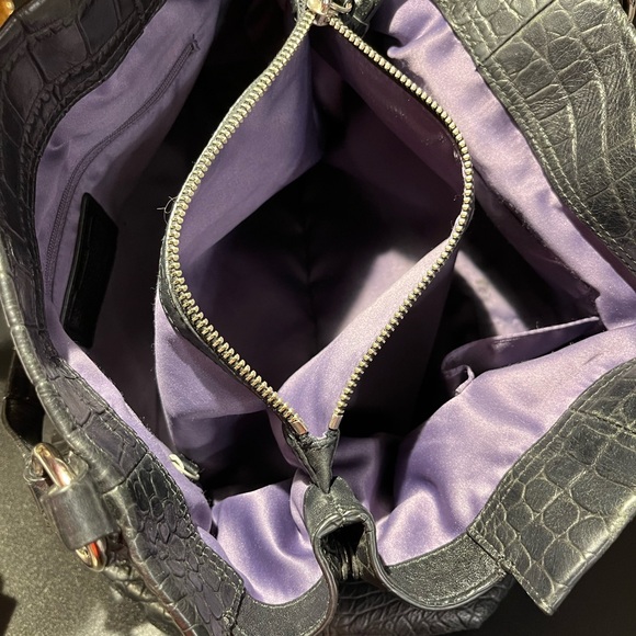 Coach Crocodile Embossed Black Leather Shoulder Bag Y2K - Picture 9 of 10